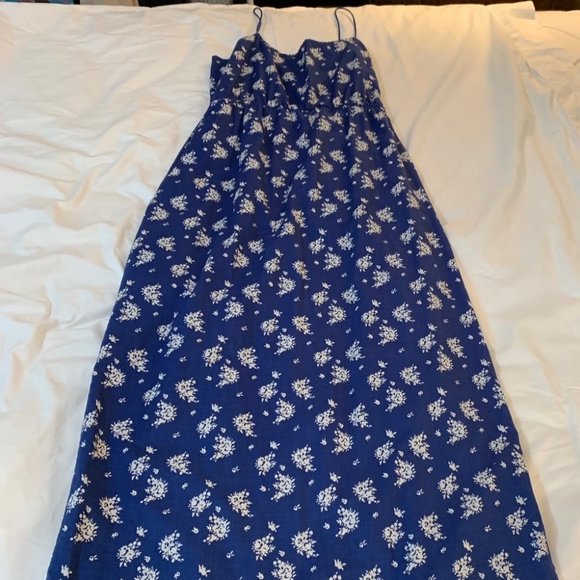 J. Crew Factory Dresses & Skirts - J. Crew Factory Blue and White Cotton Maxi Sun Dress Size 2